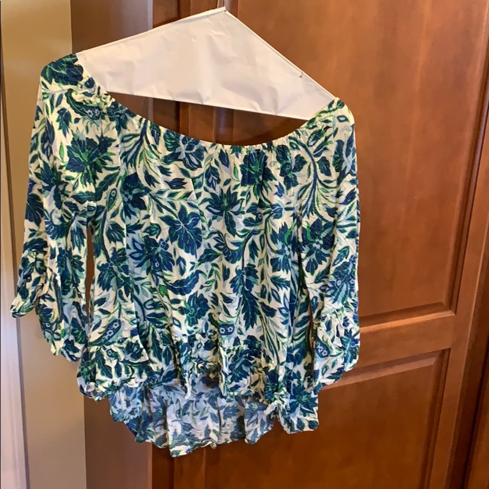 Topshop floral off shoulder top